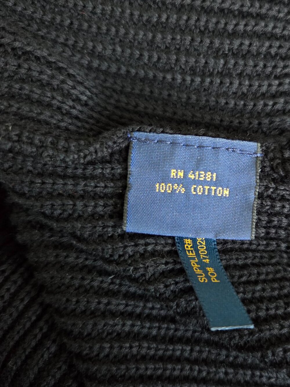 Polo Ralph Lauren Ribbed Cotton Turtleneck Black Size Small - Picture 3 of 4